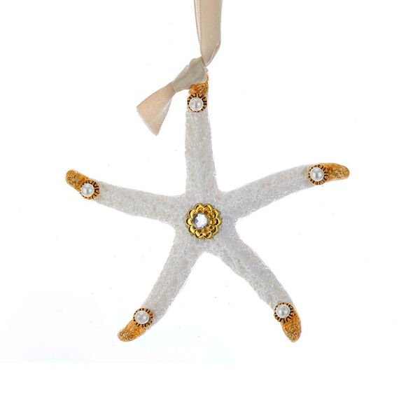Kurt Adler Other - White and Golden Starfish Christmas Holiday Ornament 5 Inches